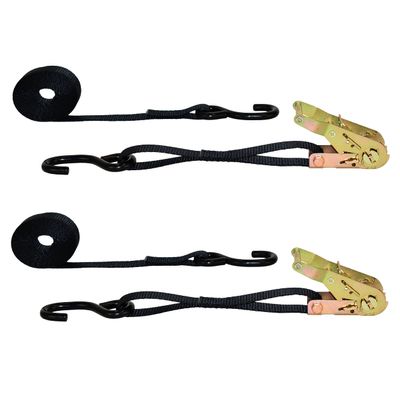 eRatchet 1" Tie-Down Ratchet Straps w/Vinyl Coated S-Hooks | 3,300 Lbs. Breaking Strength | Heavy Duty Cargo Straps for Flatbed, Trucks, and Trailers (2 Pack) (10 FT, Black)