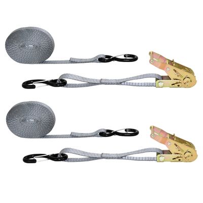 eRatchet 1" Tie-Down Ratchet Straps w/Vinyl Coated S-Hooks and Keeper | 2,000 Lbs. Breaking Strength | Cargo Straps for Flatbed, Trucks, and Trailers (2 Pack) (20 FT, Gray)