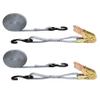 eRatchet 1" Tie-Down Ratchet Straps w/Vinyl Coated S-Hooks and Keeper | 2,000 Lbs. Breaking Strength | Cargo Straps for Flatbed, Trucks, and Trailers (2 Pack) (20 FT, Gray)