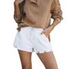JEKE-DG Womens Elastic Waist Drawstring Denim Shorts Comfy Pocket Shorts Pants Summer Beach Casual Stretchy Jean Shorts (XX-Large,White) view 1