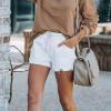 JEKE-DG Womens Elastic Waist Drawstring Denim Shorts Comfy Pocket Shorts Pants Summer Beach Casual Stretchy Jean Shorts (XX-Large,White) view 2