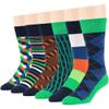7BIGSTARS KINGDOM Men's Dress Socks Cotton -6 pack- Novelty Bright Casual Seamless Diamond, Argyle, Mosaic, Striped Sock Size 10-13 Shoe Size 9-12 L Dark Navy, Emerald Green, Multicolor view 1