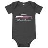 1956 Chevy Bel Air Dusk Plum and Ivory Antique Car Collector Cars 56 Belair Baby Onesie Short Sleeve one Piece view 1