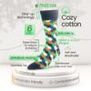7BIGSTARS KINGDOM Men's Dress Socks Cotton -6 pack- Novelty Casual Seamless Argyle, Diamond, Hexagon, Dotted, Striped Sock Size 10-13 Shoe Size 9-12 L Estate Blue, Dark Navy view 3