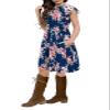 21KIDS Girls Floral Dress Kids Boho Ruffle Sleeve Pleated Casual Dress with Pockets for Girls, Navy, 8 Years view 3