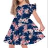 21KIDS Girls Floral Dress Kids Boho Ruffle Sleeve Pleated Casual Dress with Pockets for Girls, Navy, 8 Years view 4