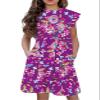 21KIDS Girls Floral Dress Kids Boho Ruffle Sleeve Pleated Casual Dress with Pockets for Girls, Purple, 12 Years view 1
