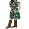 21KIDS Girls Floral Dress Kids Boho Ruffle Sleeve Pleated Casual Dress with Pockets for Girls, Teal, 14 Years view 3