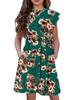 21KIDS Girls Floral Dress Kids Boho Ruffle Sleeve Pleated Casual Dress with Pockets for Girls, Teal, 10 Years view 1