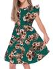21KIDS Girls Floral Dress Kids Boho Ruffle Sleeve Pleated Casual Dress with Pockets for Girls, Teal, 10 Years view 4