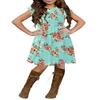 21KIDS Girls Floral Dress Kids Boho Ruffle Sleeve Pleated Casual Dress with Pockets for Girls, Green, 12 Years view 2