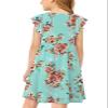 21KIDS Girls Floral Dress Kids Boho Ruffle Sleeve Pleated Casual Dress with Pockets for Girls, Green, 12 Years view 4