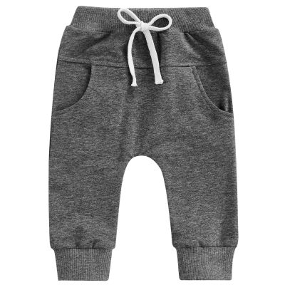 Mubineo Toddler Baby Boy Girl Infant Basic Plain Sweatpants Comfy Cotton Pants with Pockets (Dark Grey, 18-24 Months)