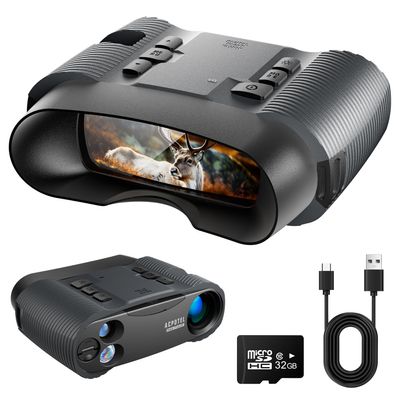 Night Vision Goggles, 4K Night Vision Binoculars for Adult, Rechargeable Infrared Binoculars with Camera, 3'' Ultra HD Screen, 32GB TF Card, 8X Digital Zoom, Hunting, Camping, Security