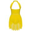 JEATHA Kids Girls Rhinestone Sleeveless Color Block Figure Skating Dress Gymnastic Ballet Dance Skirt Leotard Yellow&Black 16 view 2