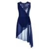 Loyan Girls Sequined Sleeveless Cutout Back Leotard Lyrical Dance Dress for Contemporary Ballet Modern Gymnastic Navy Blue 6 Years view 2