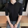 Maiyifu-GJ Men's Muscle V Neck Polo Tee Casual Slim Fit Ribbed Workout Tee Shirts Cotton Knit Soft Golf Short Sleeve (Black,US SIZE L Asia XL) view 2