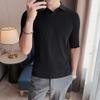 Maiyifu-GJ Men's Muscle V Neck Polo Tee Casual Slim Fit Ribbed Workout Tee Shirts Cotton Knit Soft Golf Short Sleeve (Black,US SIZE L Asia XL) view 4