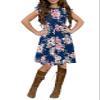 21KIDS Girls Floral Dress Kids Boho Ruffle Sleeve Pleated Casual Dress with Pockets for Girls, Navy, 6 Years view 2