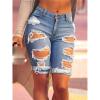 JEKE-DG Womens High Waist Ripped Short Jeans Washed Summer Hole Casual Short Jeans Destroyed Stretchy Shorts Jeans (XX-Large,Light Blue) view 2