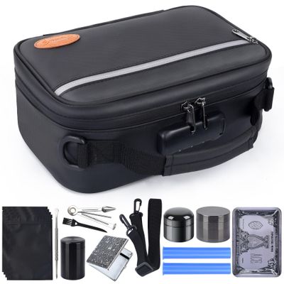 BOYISTARG Large Storage Bag Set with 10 Accessories, Premium Travel Storage Case with Combination Lock, Great Gift for MenBlack