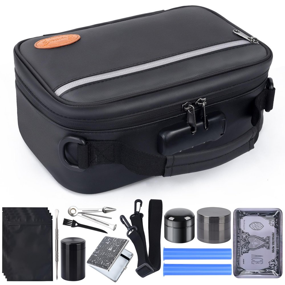 BOYISTARG Large Storage Bag Set with 10 Accessories, Premium Travel Storage Case with Combination Lock, Great Gift for MenBlack