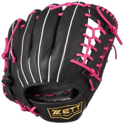 Zett BRGB35370Z Soft Baseball Glove Fine Play All-Round, Black x Pink, Right Throw