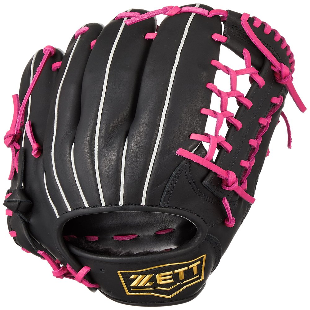 Zett BRGB35370Z Soft Baseball Glove Fine Play All-Round, Black x Pink, Right Throw