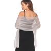 SURVODJA Women Shawls and Wraps for Evening Dress Lightweight Scarf Wedding Guest Shawl Wrap Bridesmaid Scarves(Light Grey,79''18') view 2