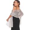 SURVODJA Women Shawls and Wraps for Evening Dress Lightweight Scarf Wedding Guest Shawl Wrap Bridesmaid Scarves(Light Grey,79''18') view 3