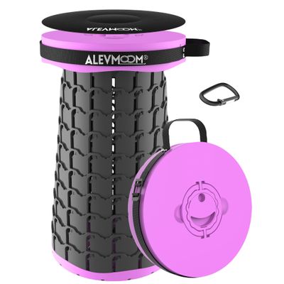 ALEVMOOM Upgraded 19.7" XXL Collapsible Stool with Cushion, Portable Telescoping Stool Capacity 1000lbs Heavy Duty Retractable Folding Chair for Adults for Camping Fishing Hiking BBQ