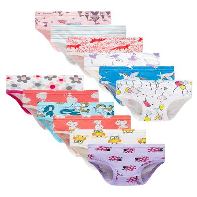 Cadidi Dinos Girl 100% Cotton Underwear, Assorted Panties (Pack of 12) Soft Undies Size 12