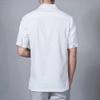 Maiyifu-GJ Mens Slim Cotton Linen T Shirt Stand Collar Button V Neck Beach Tee Casual Hippie Short Sleeves (White,US SIZE L Asia XL) view 3