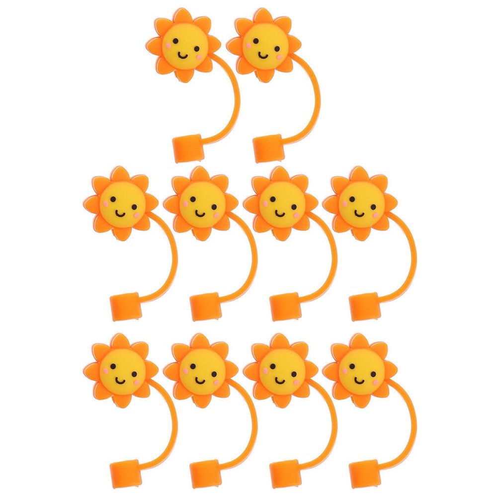 10Pcs Sun Shaped Silicone Straw Tops Reusable Dust Plug Covers for 6-8Mm Drinking Straws Protective Straw Sleeves for Tumblers and Outdoor Use