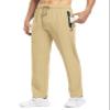 TBMPOY Men's Lightweight Hiking Travel Pants Athletic Outdoor Sports Elastic Waist Water Resistant Sweatpants 2 Pockets Light Khaki XXL view 2