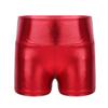 Sxiwei Kids Girls Metallic Dance Shorts High Waist Gymnastic Workout Bottoms for Sportswear Red 12 Years view 1