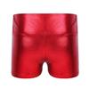 Sxiwei Kids Girls Metallic Dance Shorts High Waist Gymnastic Workout Bottoms for Sportswear Red 12 Years view 2