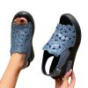 Power Steps for Women Sandals Womens Summer Platform Wedge Heel Sandals Comfortable Leather Sandals Peep (Blue, 7.5) view 2