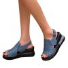 Power Steps for Women Sandals Womens Summer Platform Wedge Heel Sandals Comfortable Leather Sandals Peep (Blue, 7.5) view 3