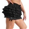 Hularka Women's Lolita Bloomers Shorts Tiered Frilly Culottes Shorts Maid Cosplay Ruffled Panties Black Small view 3