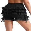 Hularka Women's Lolita Bloomers Shorts Tiered Frilly Culottes Shorts Maid Cosplay Ruffled Panties Black Small view 4