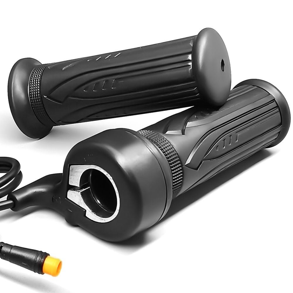 MUSELK Electric Bike Full Twist Throttle Right Handle Throttle 24V 36V 48V 60V 72V with 3 pin Waterproof/SM Connector for EBike or Folding Electric Scooter (20X-Full-WP)