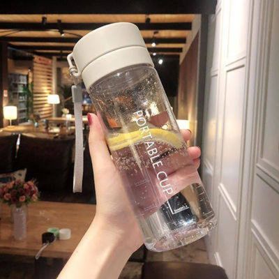Portable sports water cup large size men's and women's fitness large-capacity simple fresh forest summer anti-fall plastic water bottle