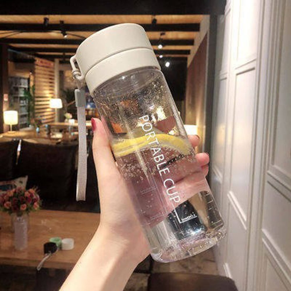 Portable sports water cup large size men's and women's fitness large-capacity simple fresh forest summer anti-fall plastic water bottle