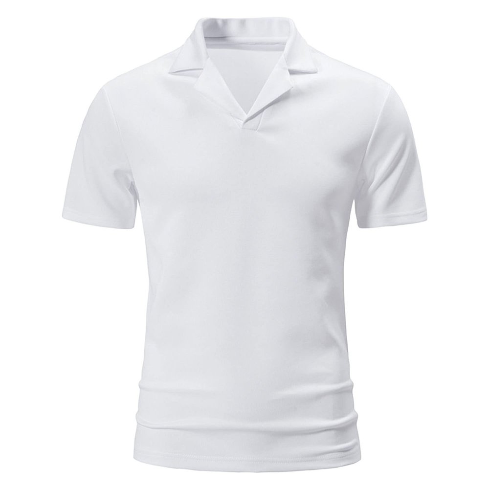 Men's Fashion Athletic Muscle Polo Shirts Solid Color Lapel Golf Tee Performance Collared Athletic Top (White,US Size L Asia XL)