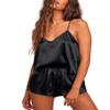 Ekouaer Silk Pajamas for Women Satin Cami Pjs Set V Neck Camisole Shorts Set Adjustable Strap Sleepwear Classic Black view 1
