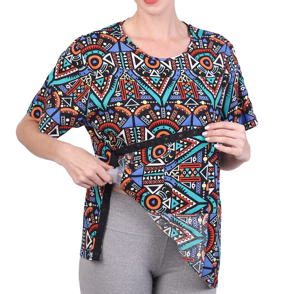 Post Shoulder Surgery Shirt for Women Shoulder Surgery Shirt Rehab Clothes with Drain Management Pockets(AA30-XL)
