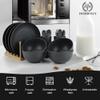 Homienly Wheat Straw Dinnerware Sets, Homienly 20pcs Unbreakable Microwave Dishwasher Safe Tableware Lightweight Bowls, Cups, Plates Set Reusable Dinner Plates Bowls set (Matte Black) view 3