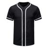 Maiyifu-GJ Men's Baseball Button Down Short Sleeve Hipster Hip Hop T Shirts Plain Casual Sports Uniforms Tee Top (Black,US SIZE XL Asia XXL) view 1