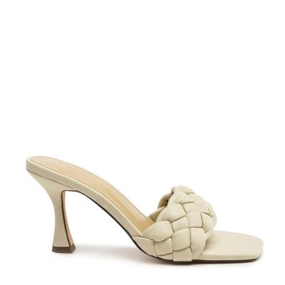 London Rag Women's Woven Strap Spool Heel Sandals
